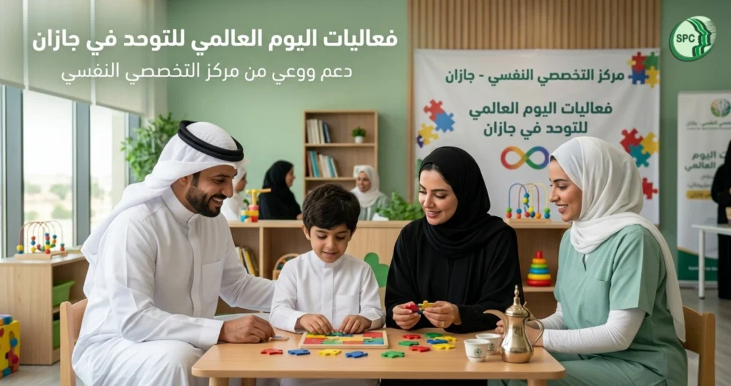فعاليات اليوم العالمي للتوحد في جازان دعم ووعي من مركز التخصصي النفسي